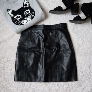 100% LEATHER BLACK RED KID COLLECTION MINI SKIRT